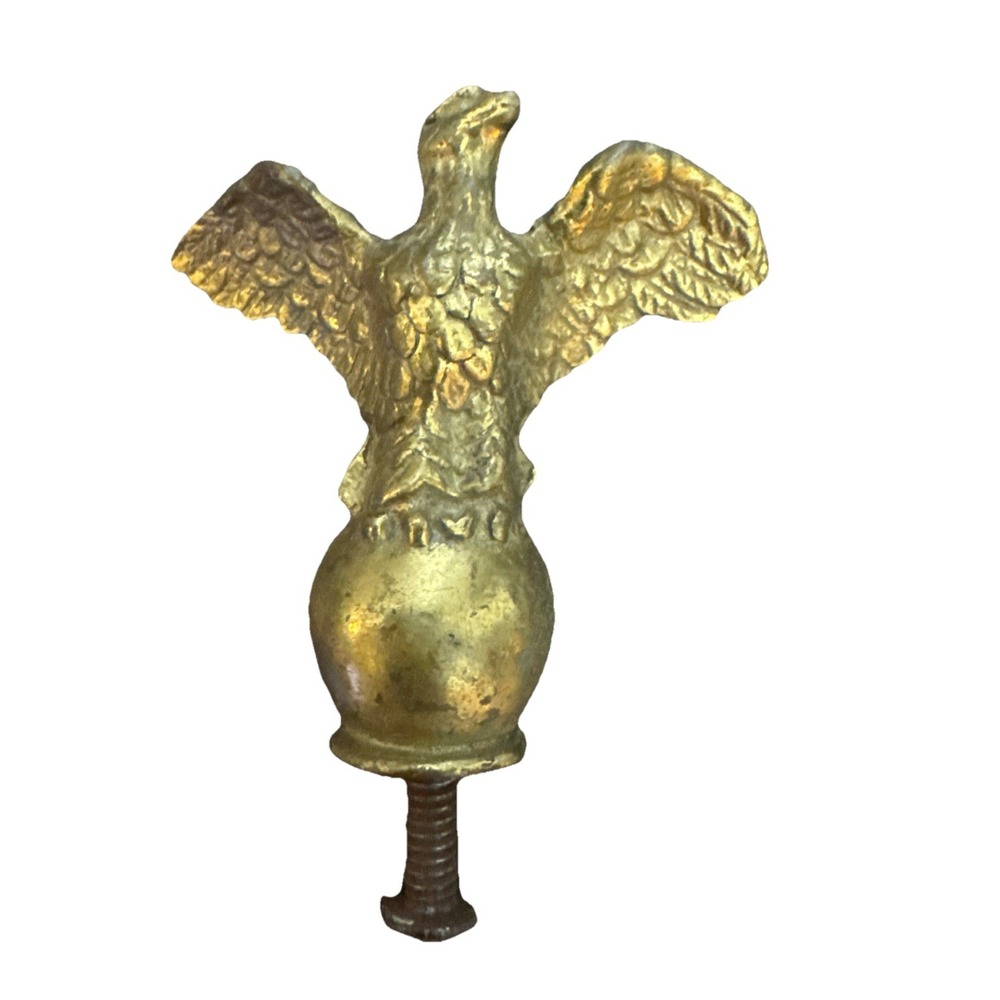 Vintage Eagle Flag Pole Topper Cast Metal Brass 2.5" Screw Included